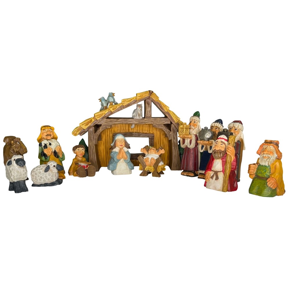 Rare David Frykman Nativity Set Away In A Manger & Follow The Star 15 Pieces